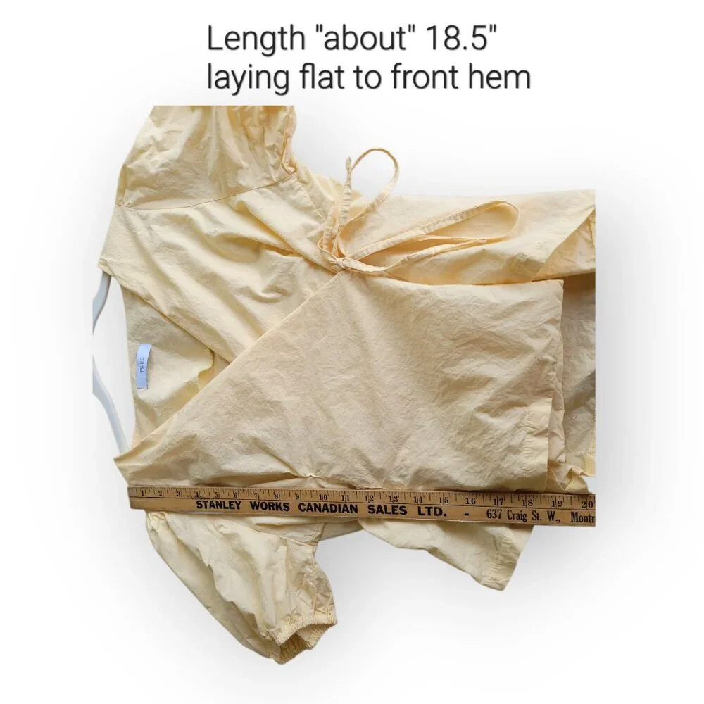 Butter Yellow Poplin Puff Sleeve Drawstring Top Twee Y2K Cottagecore Baby Tee - Picture 7 of 10